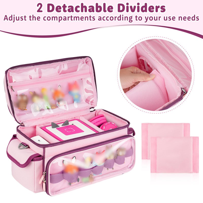 Jaffzora Carrying Case Compatible with Toniebox Starter Set,Cute Storage Bag Fits for Tonies Figures Characters,Tonies Headphones & Accessories, Pink&Purple(Bag Only) - Image 3